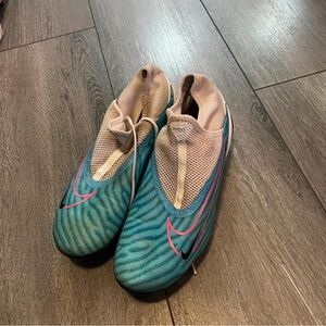 blue and white soccer cleats